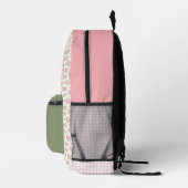 Personalisiert rosa Floral und Gingham Backpack Bedruckter Rucksack (Rechts)
