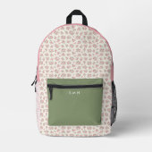 Personalisiert rosa Floral und Gingham Backpack Bedruckter Rucksack (Vorderseite)