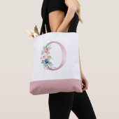 Personalisiert rosa florale Monogramm Letter O Tasche (Von Nahem)