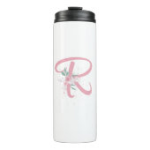 Personalisiert rosa floraler Thermaltumbler Thermosbecher (Vorderseite)