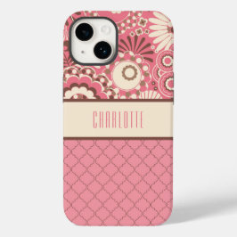 Personalisiert rosa florales TelefonCase Case-Mate iPhone 14 Hülle