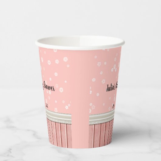 Personalisiert Rosa Florals Pappbecher (Links)