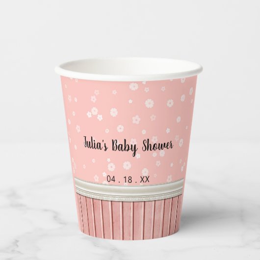 Personalisiert Rosa Florals Pappbecher (Vorderseite)