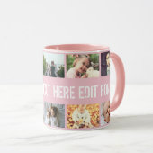 Personalisiert-rosa Foto-Collage und Text Tasse (VorderseiteRechts)