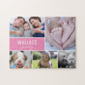 Personalisiert-Rosa-Fotokollagenfamilie Puzzle (Horizontal)