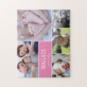 Personalisiert-Rosa-Fotokollagenfamilie Puzzle (Vertikal)