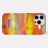 Personalisiert Rosa Gelbe Abstrakte Kunst iPhone Hülle (Rückseite (Horizontal))