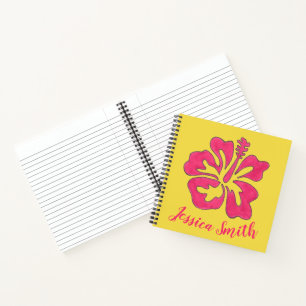 Personalisiert rosa Gelbe Hibiskus Blume Tropisch Notizblock