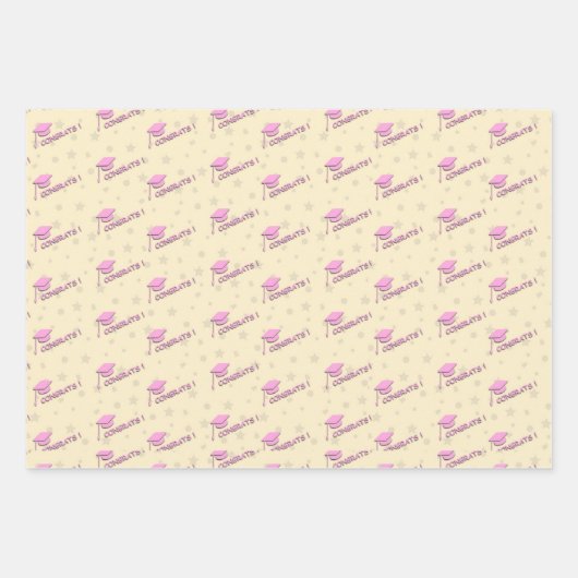 Personalisiert-rosa-gelber Abschluss High School Geschenkpapier Set (Vorderseite)