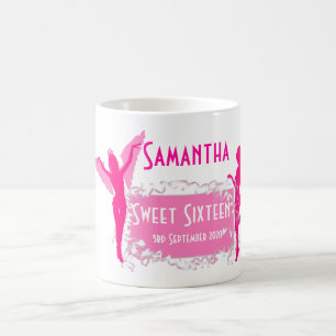 Personalisiert rosa Girl 16 . Geburtstag Kaffeetasse