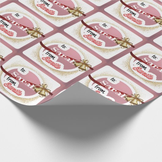 Personalisiert rosa Girl aus Weihnachten Geschenkpapier (Ecke)