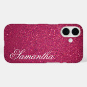 Personalisiert rosa Glitzer Case-Mate iPhone Hülle (Rückseite (Horizontal))