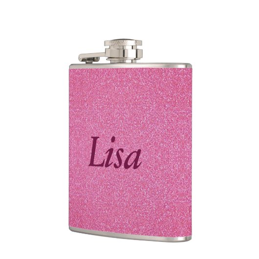 Personalisiert rosa Glitzer Flask Flachmann (Links)