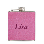 Personalisiert rosa Glitzer Flask Flachmann (Vorderseite)