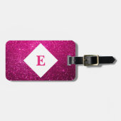 Personalisiert rosa Glitzer Gepäckträger drucken Gepäckanhänger (Vorderseite horizontal)