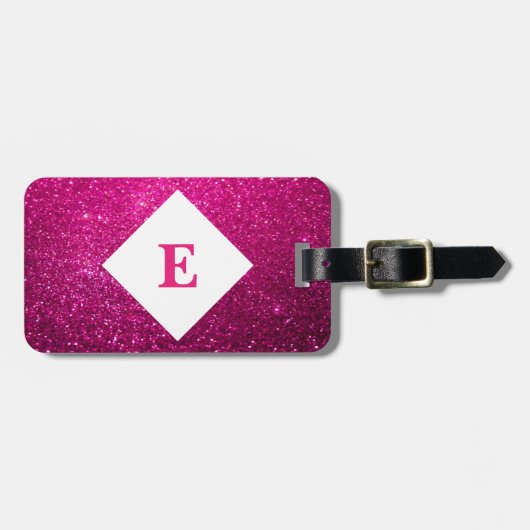 Personalisiert rosa Glitzer Gepäckträger drucken Gepäckanhänger (Vorderseite horizontal)