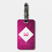 Personalisiert rosa Glitzer Gepäckträger drucken Gepäckanhänger (Rückseite vertikal)