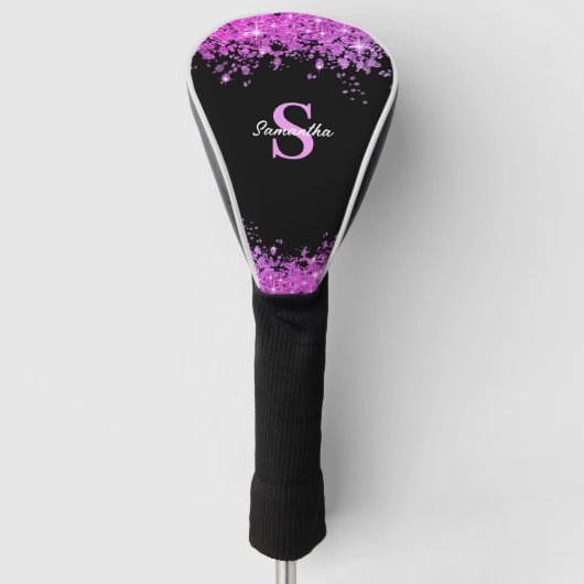 Personalisiert rosa Glitzer Golf Headcover (Vorderseite)