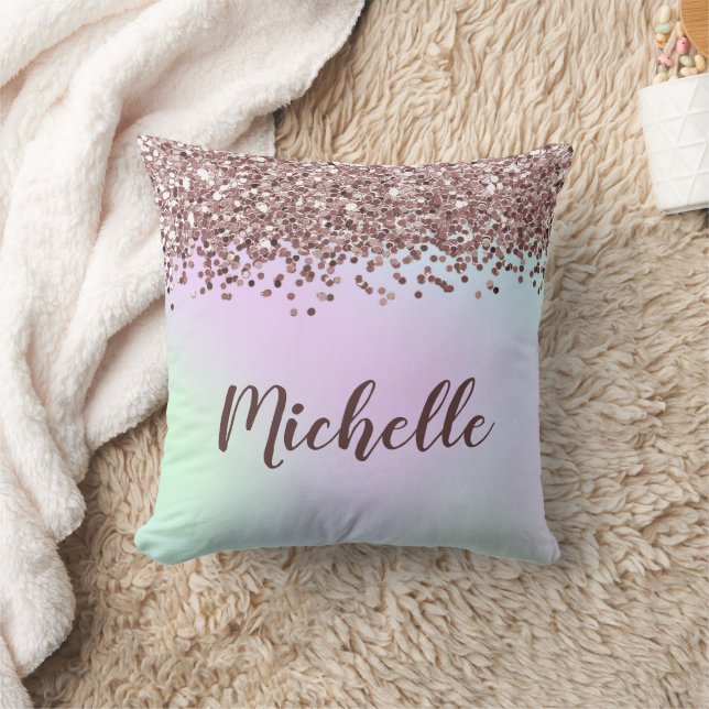 Personalisiert rosa Glitzer Kissen (Decke)
