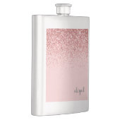 Personalisiert rosa Glitzer Monogramm Flachmann (Rechts)