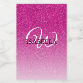 Personalisiert rosa Glitzer Ombre Name Monogram Weinetikett (Einzelnes Label)