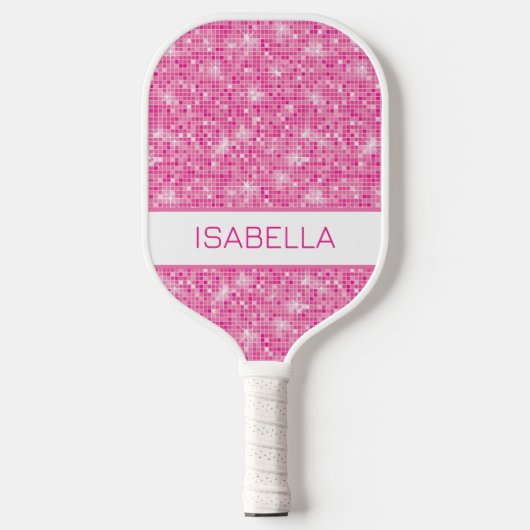 Personalisiert rosa Glitzer Pickleball Paddel Schläger (Vorderseite)