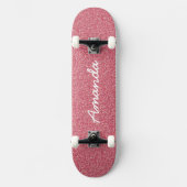 Personalisiert rosa Glitzer Skateboard (Vorderseite)
