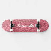 Personalisiert rosa Glitzer Skateboard (Horizontal)