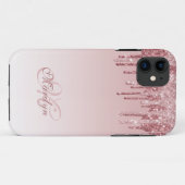 Personalisiert rosa Glitzer Tropfen mit Monogramm Case-Mate iPhone Hülle (Rückseite (Horizontal))