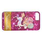 Personalisiert rosa Glitzer und Einhorn Case-Mate iPhone Hülle (Rückseite (Horizontal))