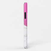 Personalisiert rosa Glitzer - Weißer Marmor Case-Mate iPhone Hülle (Hinten/Rechts)
