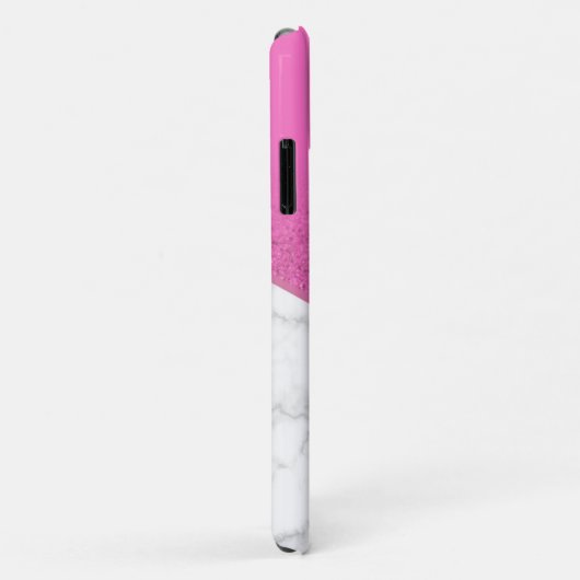 Personalisiert rosa Glitzer - Weißer Marmor Case-Mate iPhone Hülle (Hinten/Rechts)