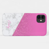 Personalisiert rosa Glitzer - Weißer Marmor Case-Mate iPhone Hülle (Rückseite (Horizontal))