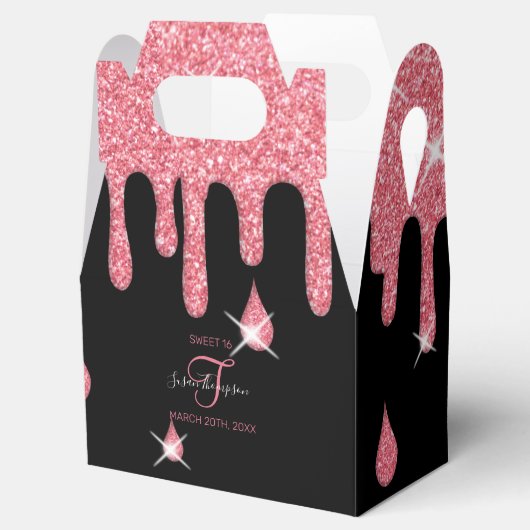 Personalisiert rosa Glitzer Wirkung Glitzern Gebur Geschenkschachtel (Geöffnet)