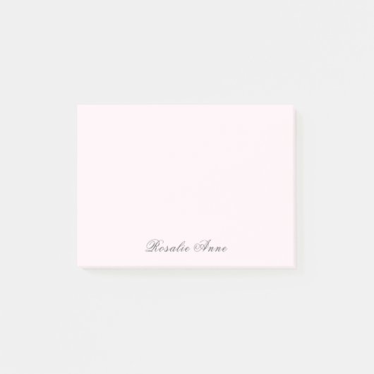 Personalisiert rosa Graue Skriptbezeichnung Post-it Klebezettel (Vorderseite)