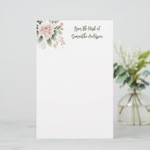 Personalisiert rosa grüne Blüte vom Schreibtisch d Briefpapier (Stehend Vorderseite)
