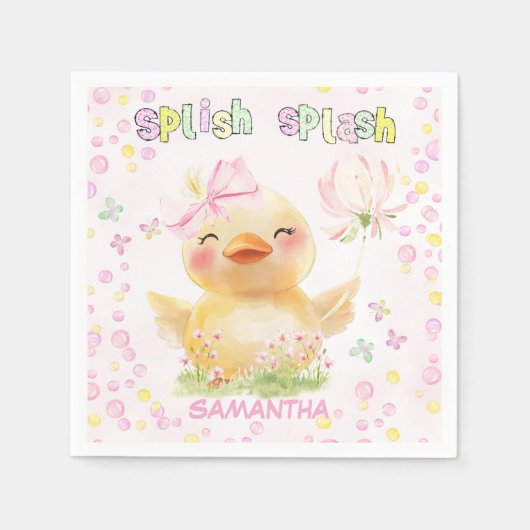 Personalisiert rosa Gummi Duck Paper Napkin Serviette (Vorderseite)