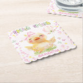 Personalisiert rosa Gummi Duck Paper Napkin Untersetzer (angewinkelt)