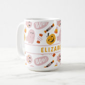 Personalisiert-rosa Halloween Kaffeetasse (Vorderseite Links)