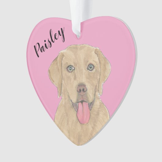 Personalisiert rosa Heart Dudley Labrador Ornament (Vorderseite)