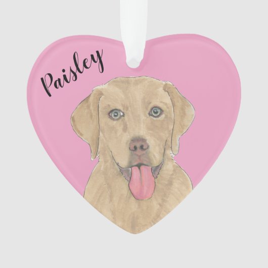 Personalisiert rosa Heart Dudley Labrador Ornament (Vorderseite)