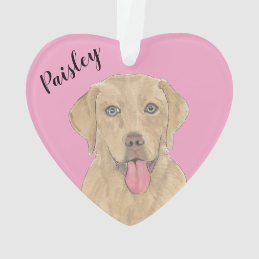 Personalisiert rosa Heart Dudley Labrador Ornament (Rückseite)