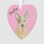 Personalisiert rosa Heart Red Cattledog Heeler Ornament (Vorderseite)