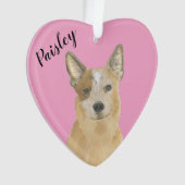 Personalisiert rosa Heart Red Cattledog Heeler Ornament (Vorderseite)