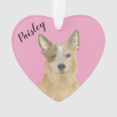 Personalisiert rosa Heart Red Cattledog Heeler Ornament (Rückseite)