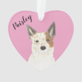 Personalisiert rosa Hecht Red White Cattledog Heel Ornament (Rückseite)