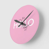 Personalisiert rosa "Hello" Wall Clock mit benutze Runde Wanduhr (Winkel)