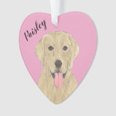 Personalisiert-rosa-herz-gelbes Labrador Ornament (Vorderseite)