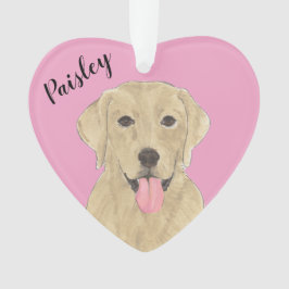 Personalisiert-rosa-herz-gelbes Labrador Ornament