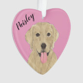 Personalisiert-rosa-herz-gelbes Labrador Ornament (Vorderseite)